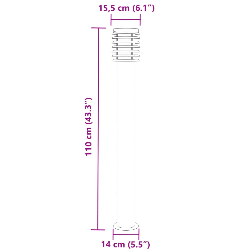 Vloerlamp voor buiten 3 st 110 cm roestvrijstaal zilverkleurig