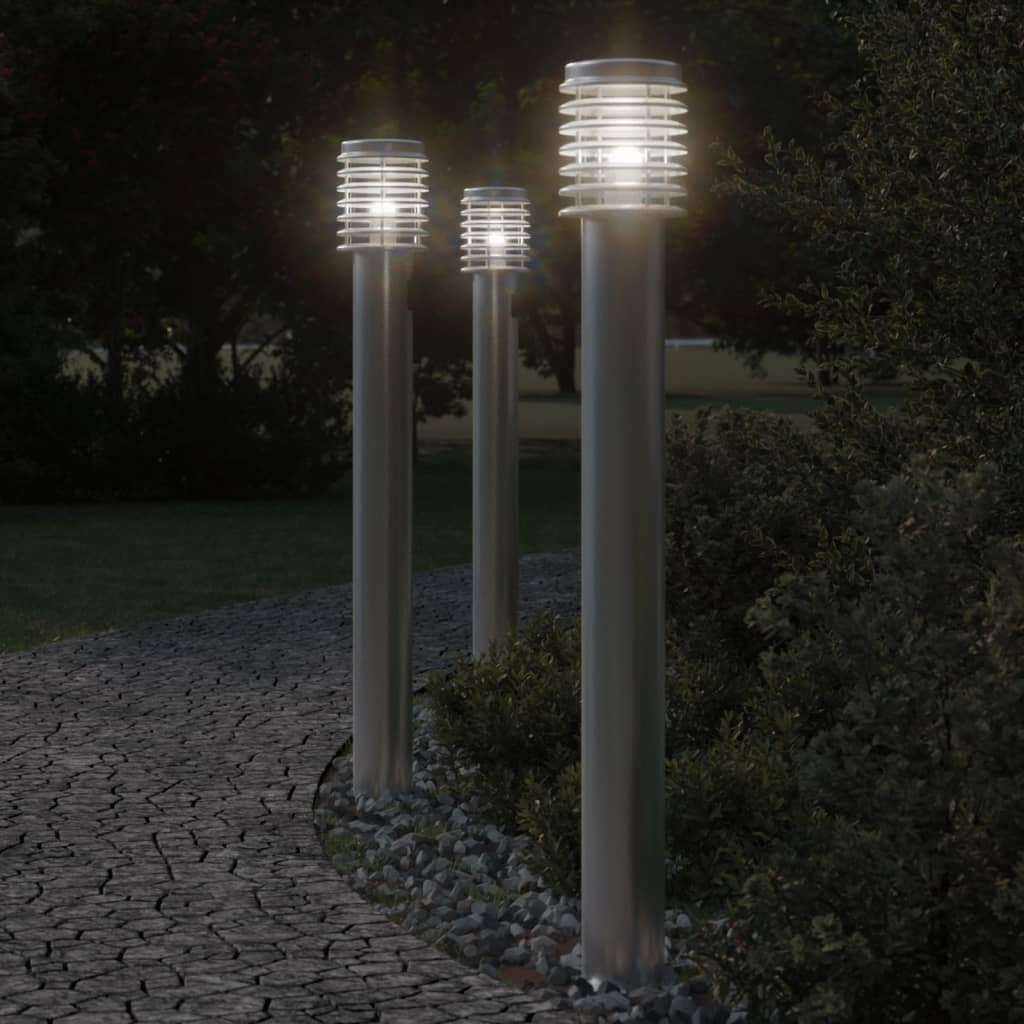 Vloerlamp voor buiten 3 st 110 cm roestvrijstaal zilverkleurig