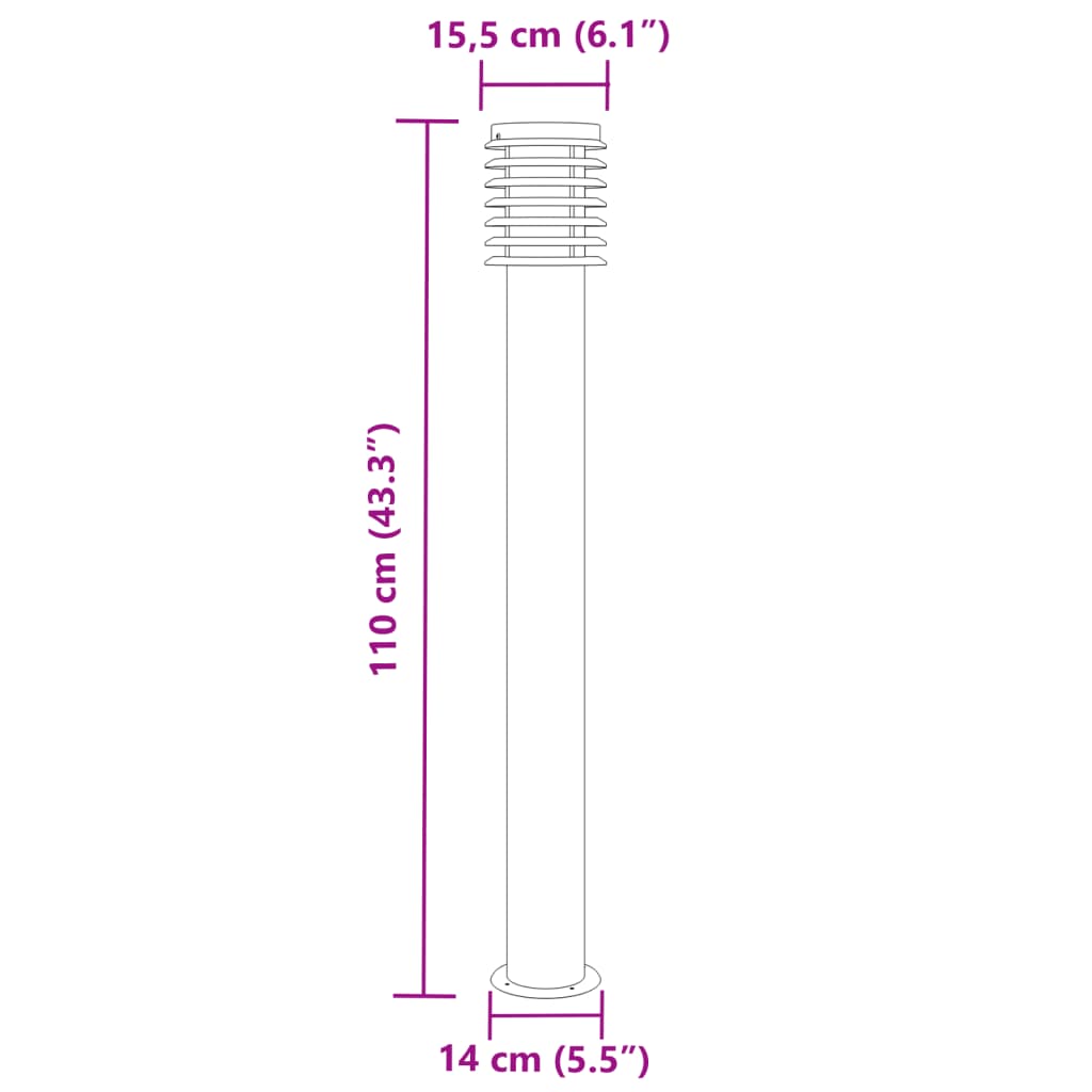 Vloerlamp voor buiten 110 cm roestvrijstaal zwart