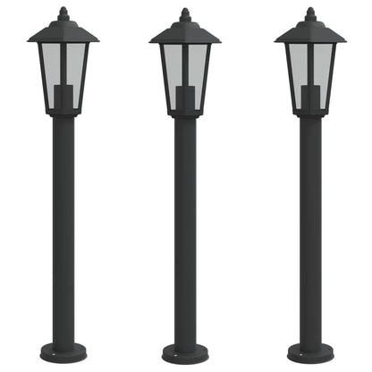 Vloerlamp voor buiten 3 st 80 cm roestvrijstaal zwart