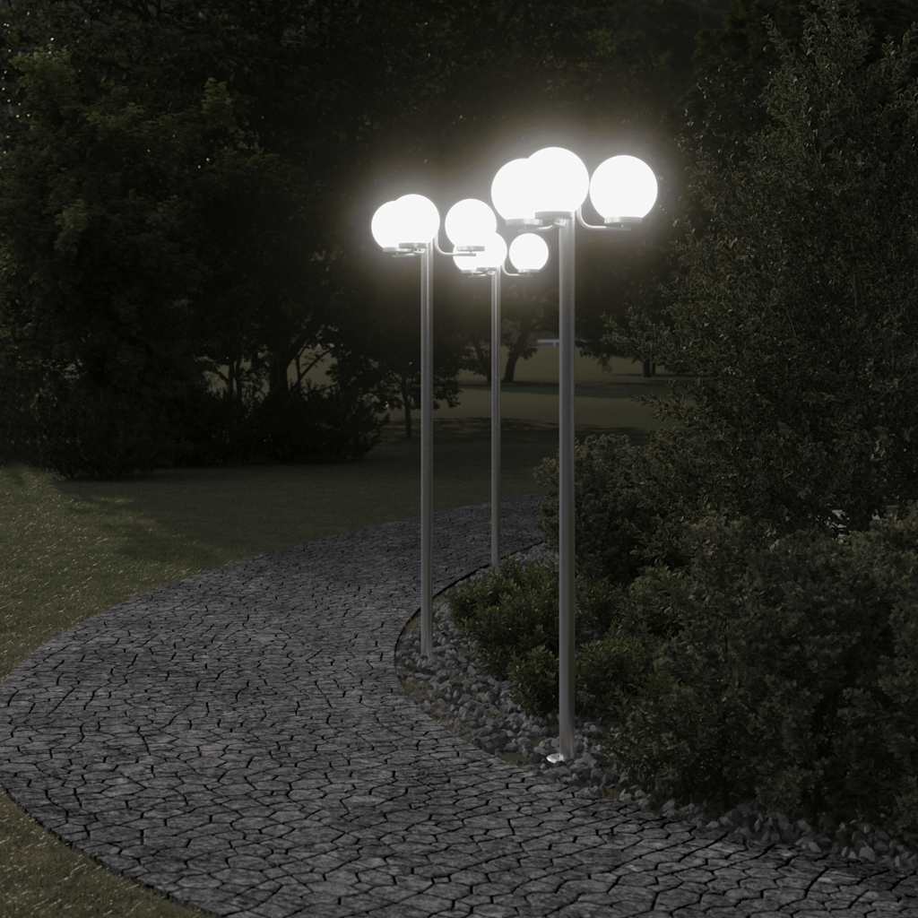 Vloerlamp voor buiten 2 st 215 cm roestvrij staal zilverkleurig