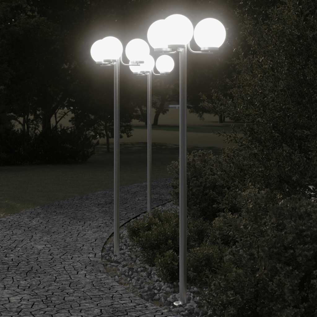 Vloerlamp voor buiten 2 st 215 cm roestvrij staal zilverkleurig