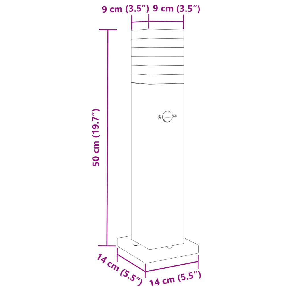 Vloerlampen voor buiten 3 st met sensor 50 cm aluminium zwart