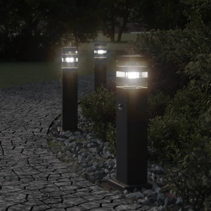 Vloerlampen voor buiten 3 st met sensor 50 cm aluminium zwart