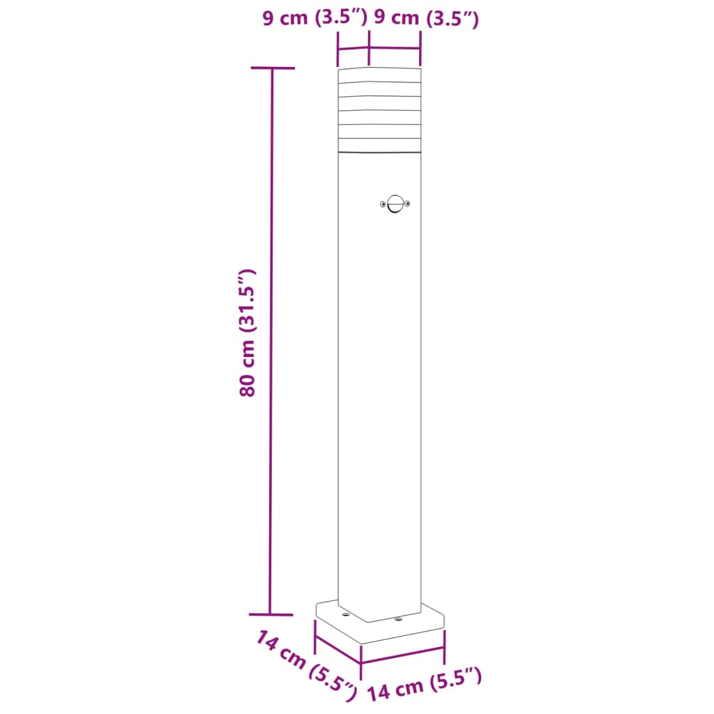 Vloerlamp voor buiten met sensor 80 cm aluminium zwart