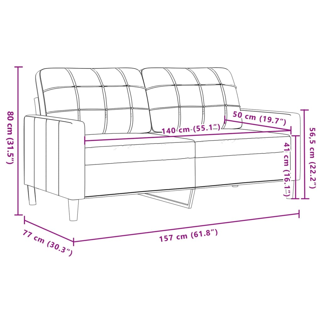 Tweezitsbank 140 cm fluweel wijnrood