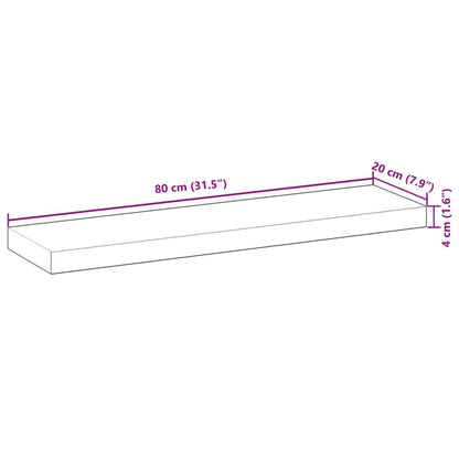 Wandschap zwevend 80x20x4 cm onbehandeld massief acaciahout