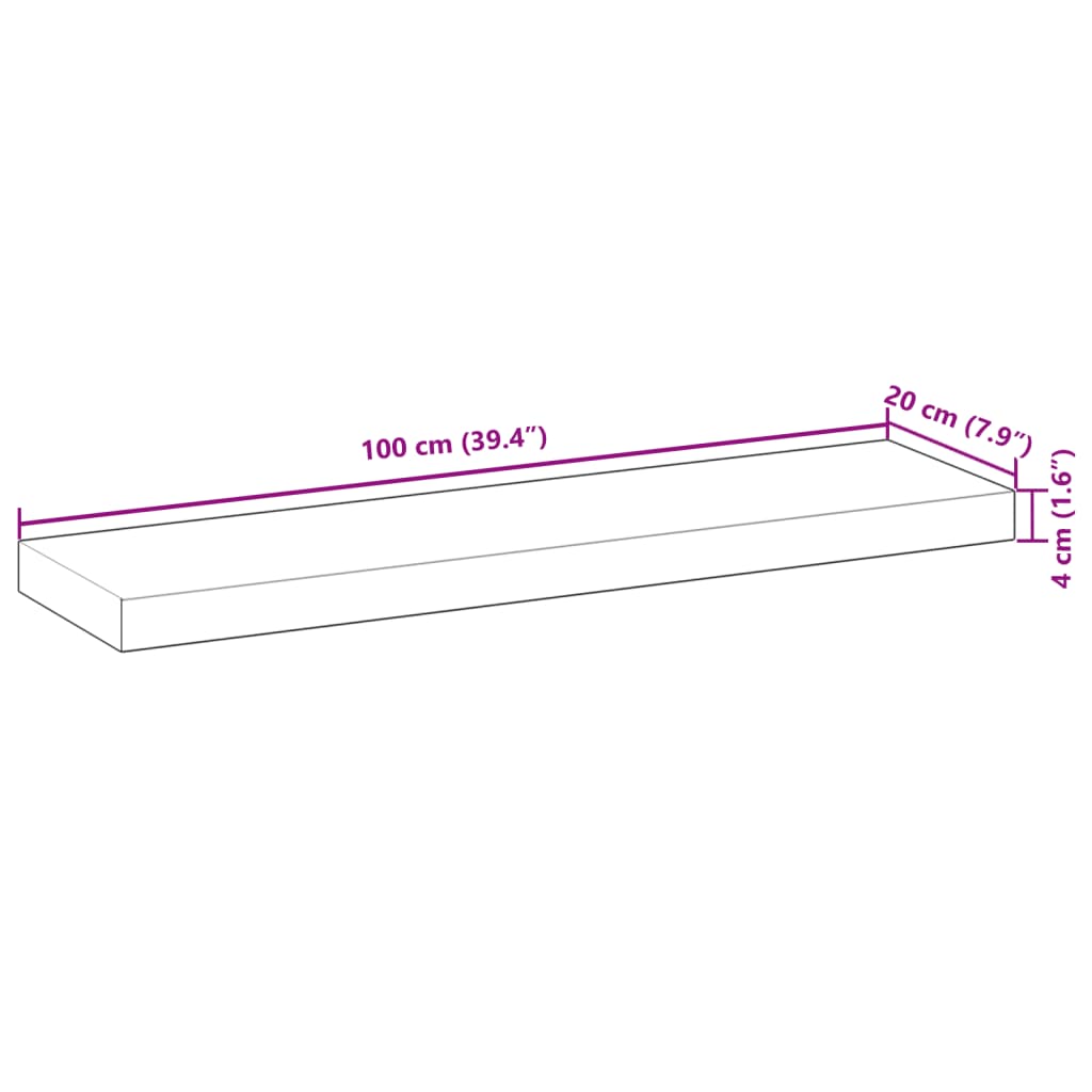 Wandschap zwevend 100x20x4 cm onbehandeld massief acaciahout