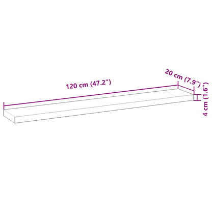 Wandschap zwevend 120x20x4 cm onbehandeld massief acaciahout