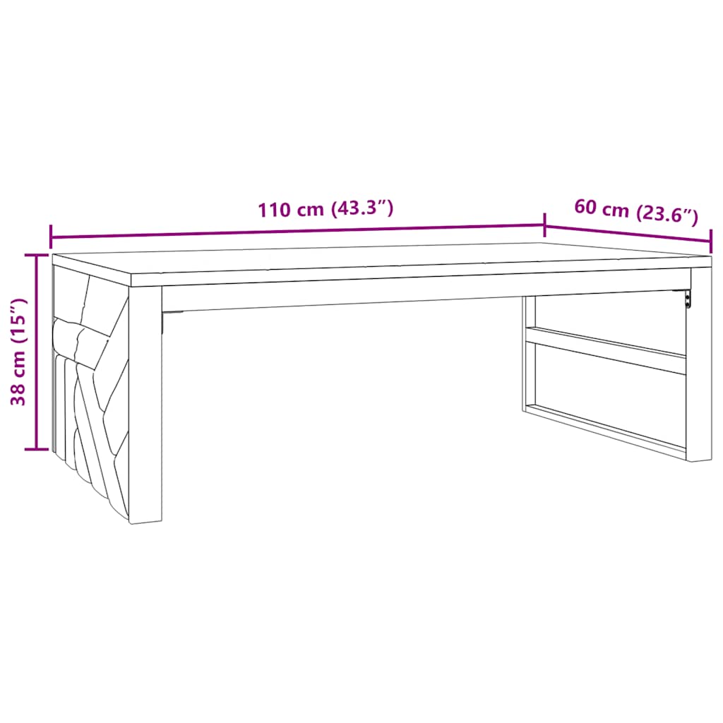 Wandtafel 110x60x38 cm massief teakhout