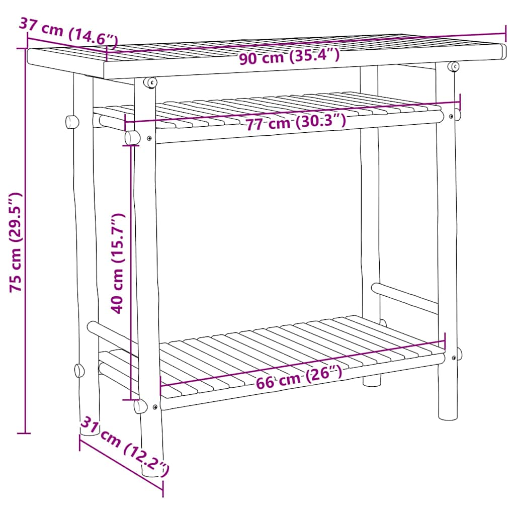 Wandtafel 90x37x75 cm bamboe