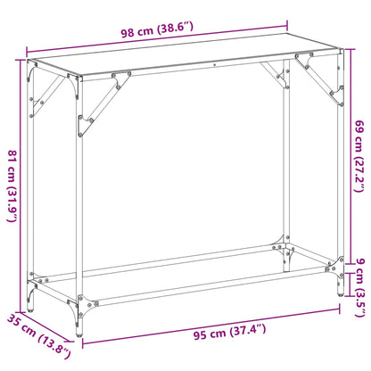 Wandtafel met transparant glazen blad 98x35x81 cm staal