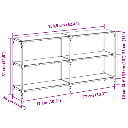 Wandtafel met zwart glazen blad 158,5x30x81 cm staal