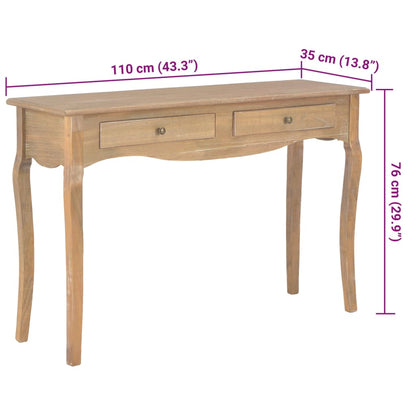 Wandtafel met 2 lades 110x35x76 cm bewerkt hout