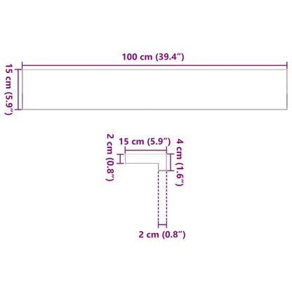 Vensterbanken 2 st onbehandeld 100x15x2 cm massief eikenhout