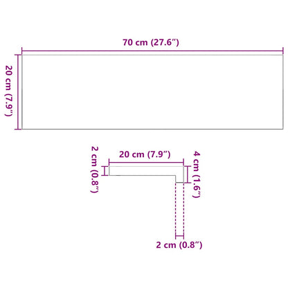 Vensterbanken 2 st onbehandeld 70x20x2 cm massief eikenhout