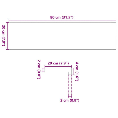 Vensterbanken 2 st onbehandeld 80x20x2 cm massief eikenhout