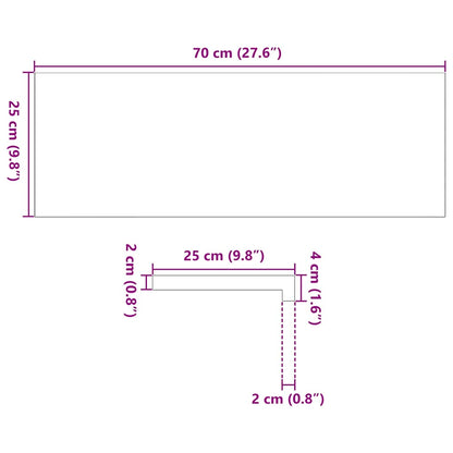 Vensterbanken 2 st onbehandeld 70x25x2 cm massief eikenhout