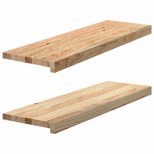 Vensterbanken 2 st onbehandeld 80x25x2 cm massief eikenhout