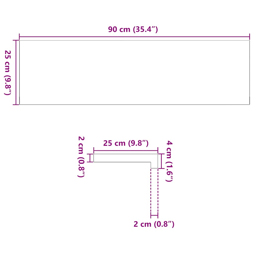 Vensterbanken 2 st onbehandeld 90x25x2 cm massief eikenhout