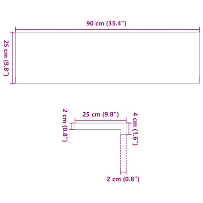 Vensterbanken 2 st onbehandeld 90x25x2 cm massief eikenhout