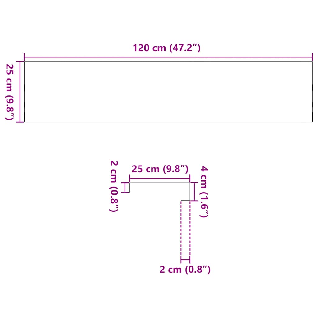 Vensterbanken 2 st onbehandeld 120x25x2 cm massief eikenhout