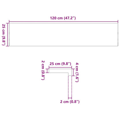 Vensterbanken 2 st onbehandeld 120x25x2 cm massief eikenhout