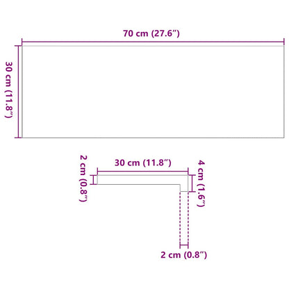 Vensterbanken 2 st onbehandeld 70x30x2 cm massief eikenhout