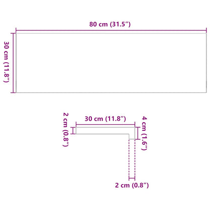 Vensterbanken 2 st onbehandeld 80x30x2 cm massief eikenhout