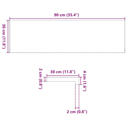 Vensterbanken 2 st onbehandeld 90x30x2 cm massief eikenhout