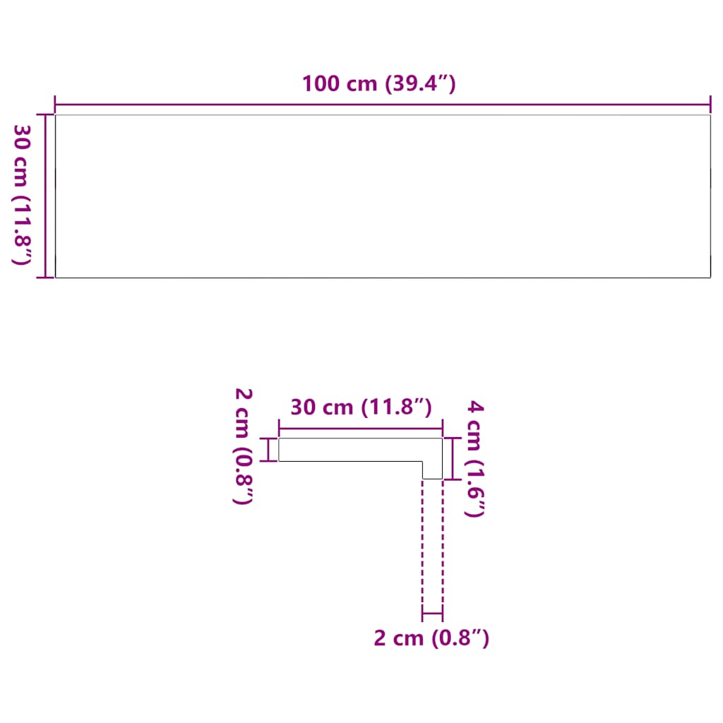 Vensterbanken 2 st onbehandeld 100x30x2 cm massief eikenhout