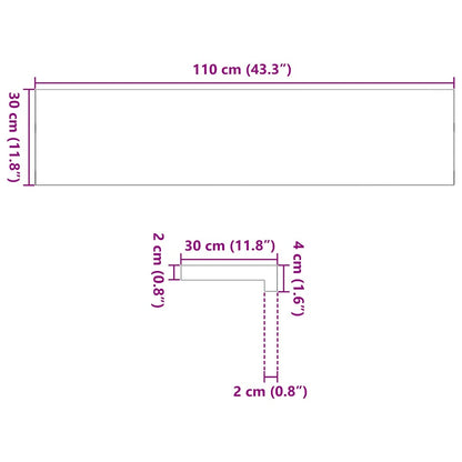 Vensterbanken 2 st onbehandeld 110x30x2 cm massief eikenhout