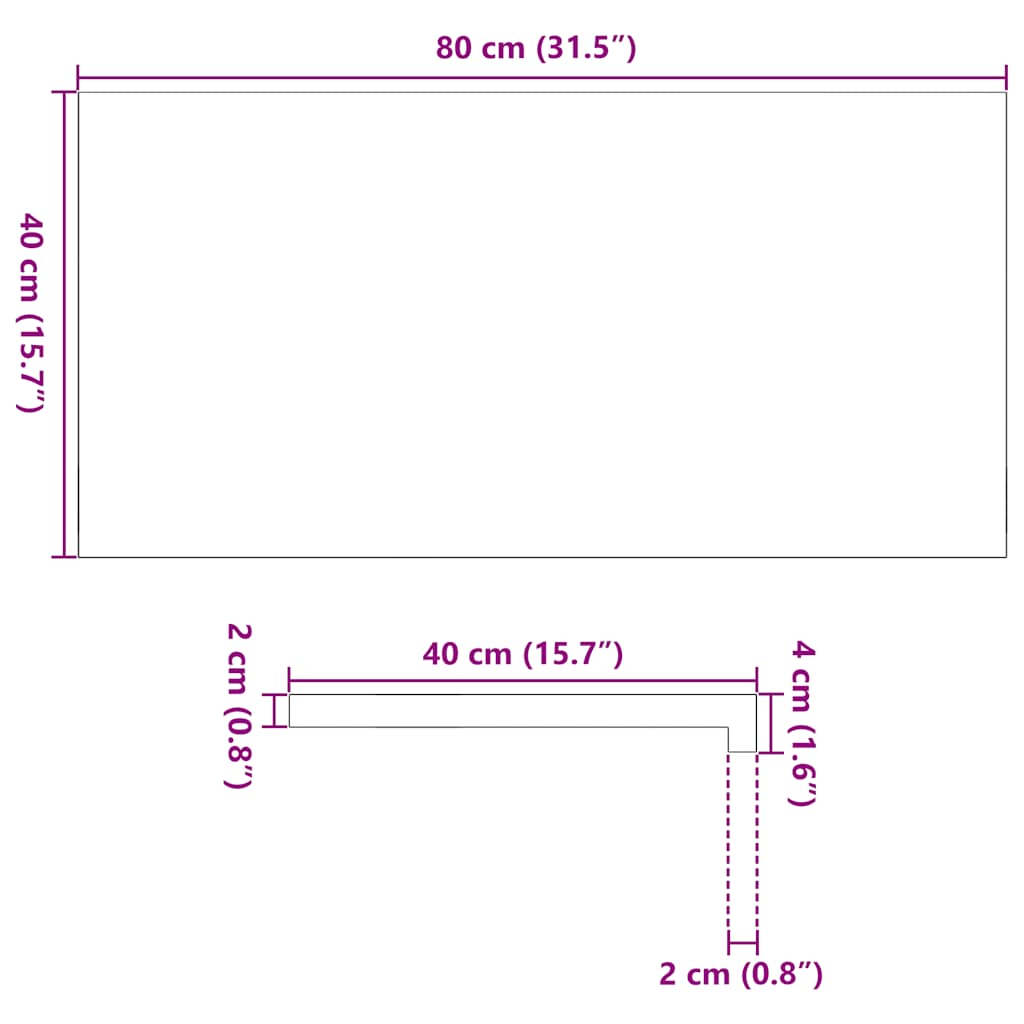 Vensterbanken 2 st onbehandeld 80x40x2 cm massief eikenhout