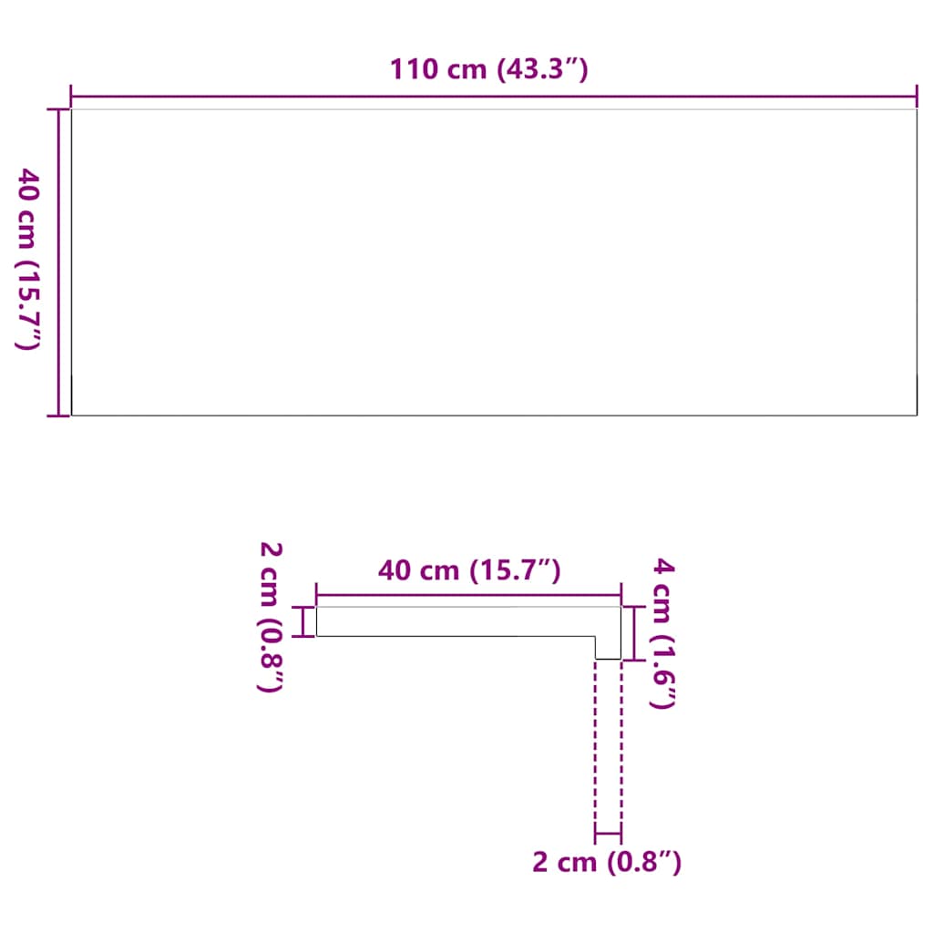 Vensterbanken 2 st onbehandeld 110x40x2 cm massief eikenhout