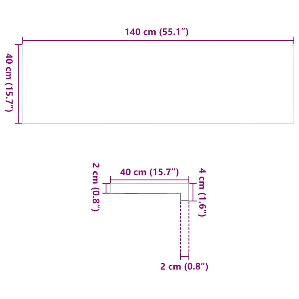 Vensterbanken 2 st onbehandeld 140x40x2 cm massief eikenhout