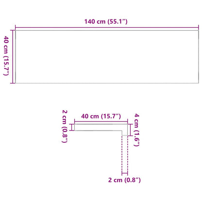 Vensterbanken 2 st onbehandeld 140x40x2 cm massief eikenhout