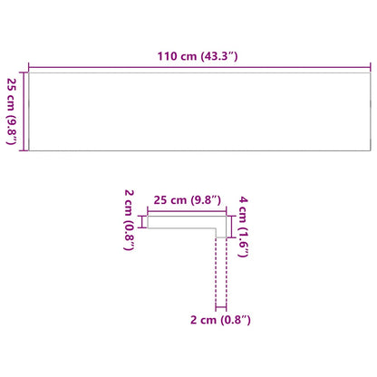 Vensterbanken 2 st 110x25x2 cm massief eikenhout lichtbruin