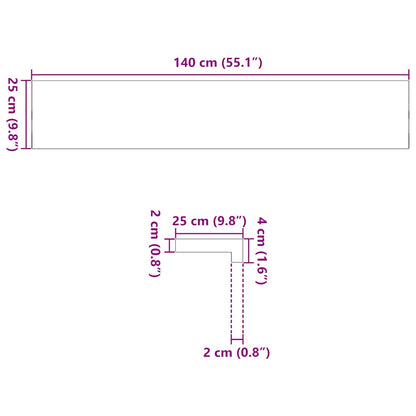 Vensterbanken 2 st 140x25x2 cm massief eikenhout lichtbruin