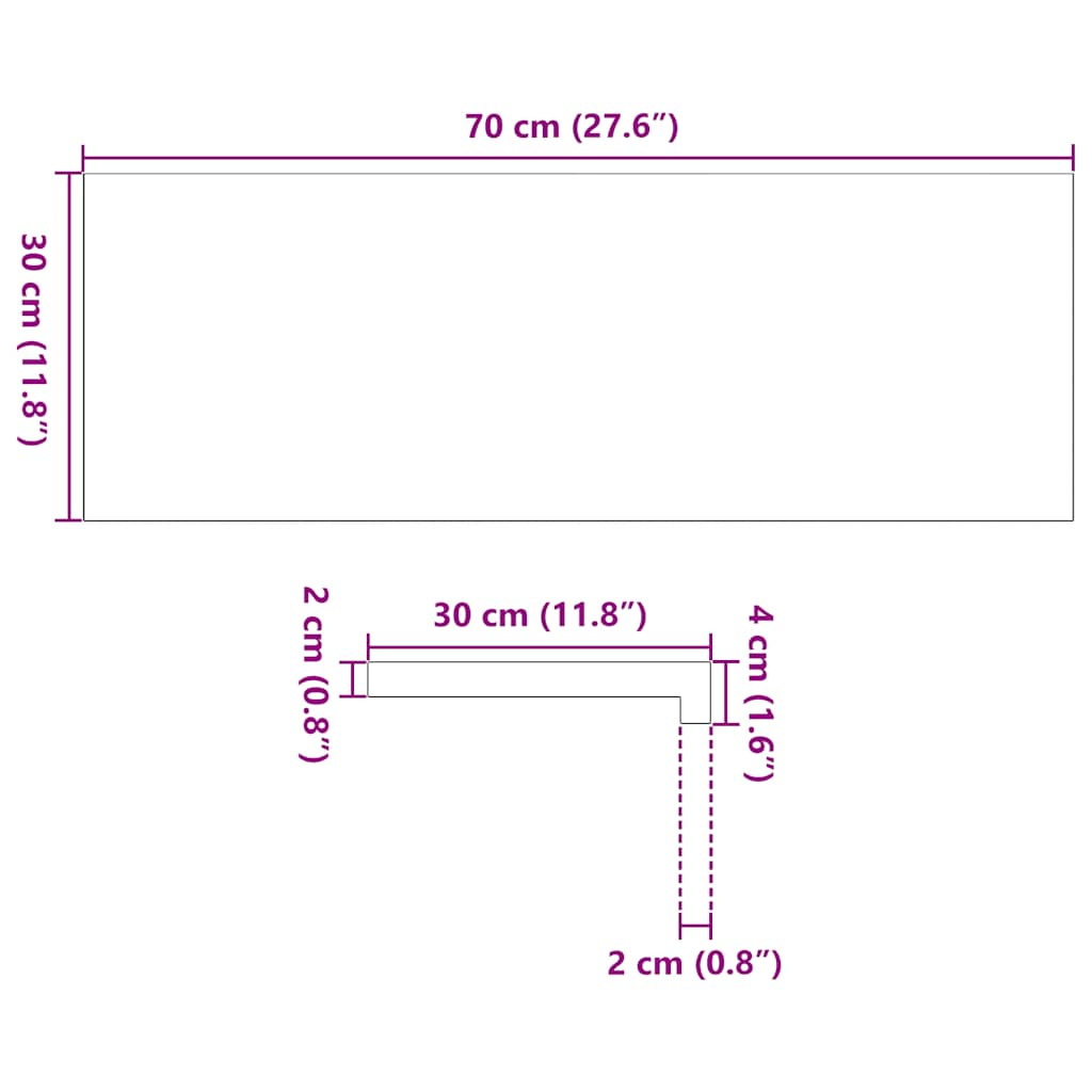 Vensterbanken 2 st 70x30x2 cm massief eikenhout lichtbruin