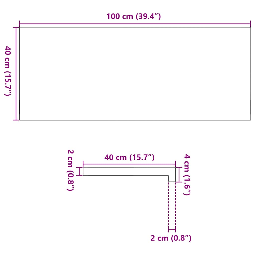 Vensterbanken 2 st 100x40x2 cm massief eikenhout lichtbruin