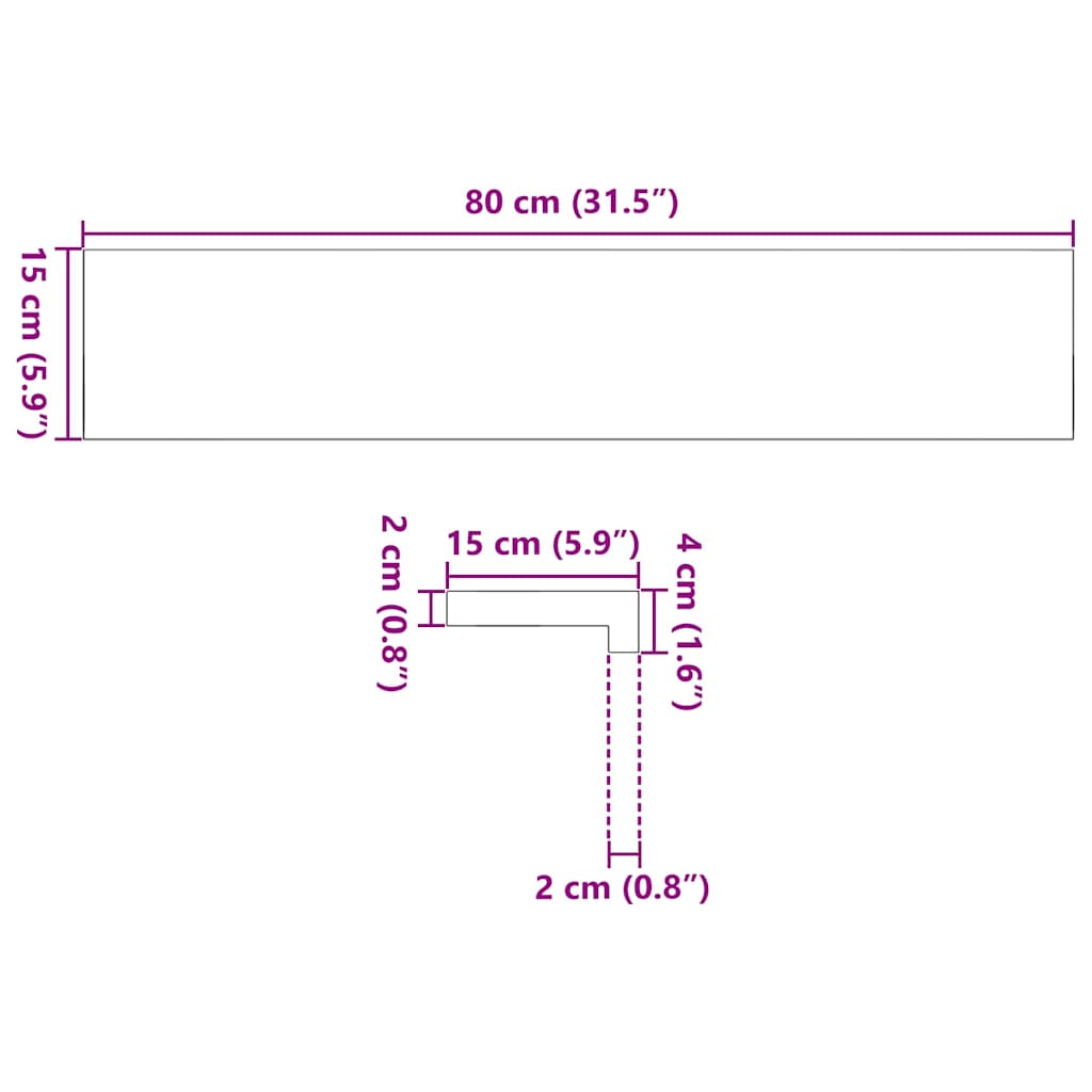 Vensterbanken 2 st 80x15x2 cm massief eikenhout donkerbruin