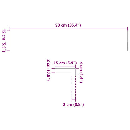 Vensterbanken 2 st 90x15x2 cm massief eikenhout donkerbruin