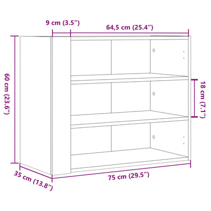 Wandkast 75x35x60 cm bewerkt hout wit