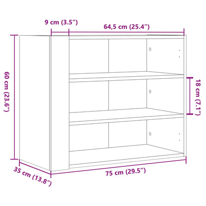 Wandkast 75x35x60 cm bewerkt hout zwart