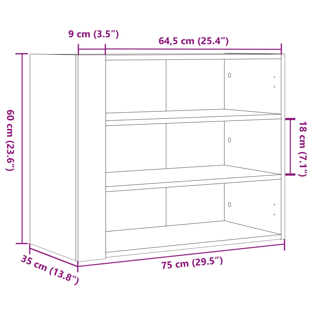 Wandkast 75x35x60 cm bewerkt hout betongrijs