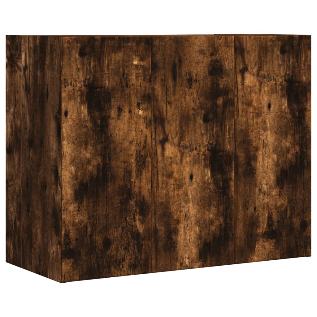 Wandkast 75x35x60 cm bewerkt hout gerookt eikenkleurig