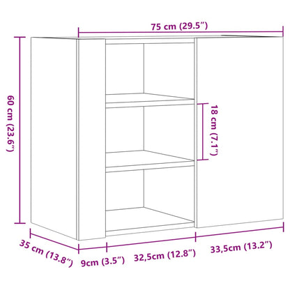 Wandkast 75x35x60 cm bewerkt hout wit