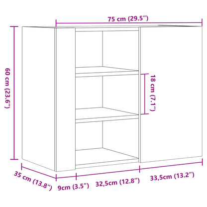 Wandkast 75x35x60 cm bewerkt hout sonoma eikenkleurig