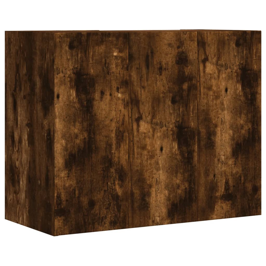 Wandkast 75x35x60 cm bewerkt hout gerookt eikenkleurig