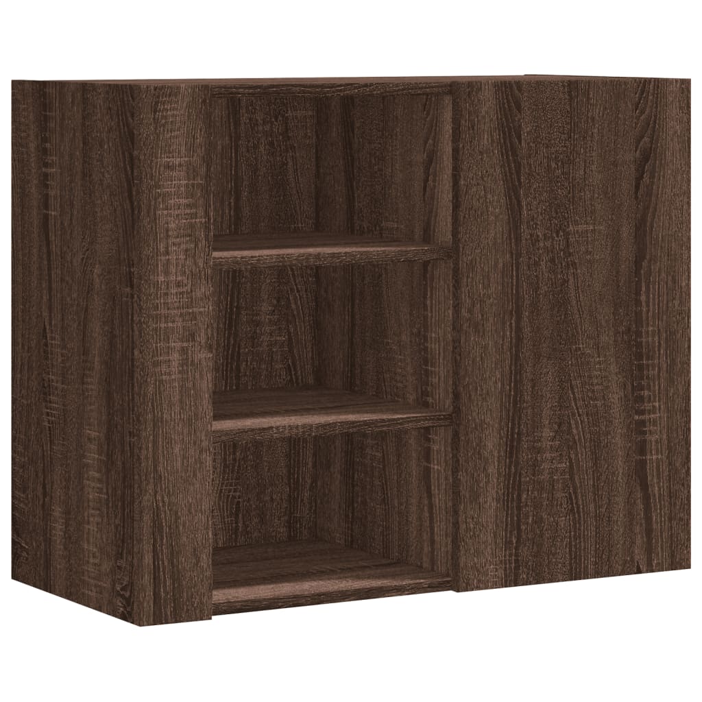 Wandkast 75x35x60 cm bewerkt hout bruin eikenkleurig